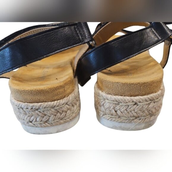 Sun + Stone SZ 8.5 Black Strappy 1.9" Platform Espadrille Loop & Hook Closure - Picture 7 of 8